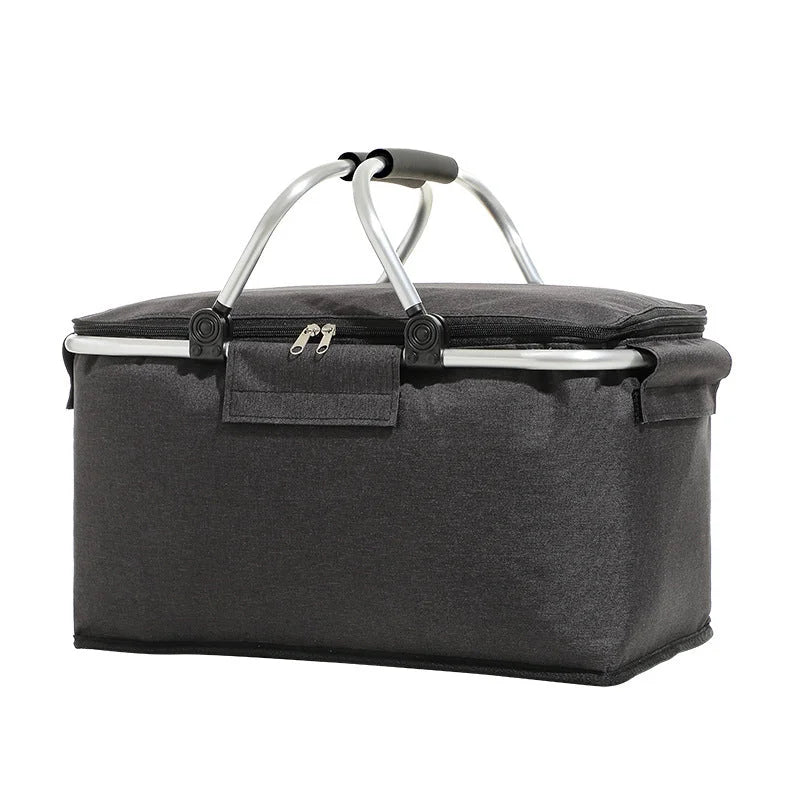 Black Portable Aluminum Foil Insulated Picnic Basket