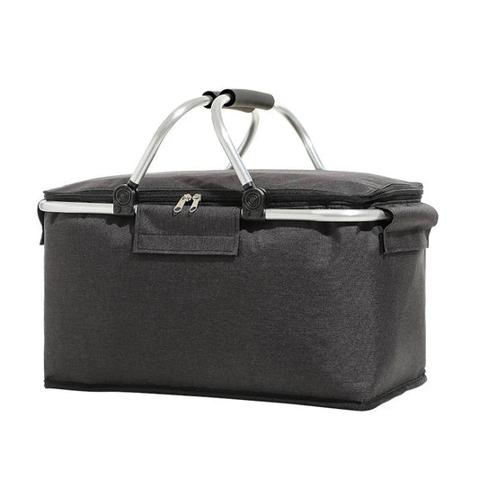 Black Portable Aluminum Foil Insulated Picnic Basket