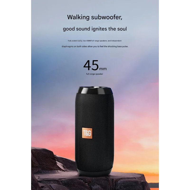 Black Portable Bluetooth Speaker - HiFi 360 Degree Audio