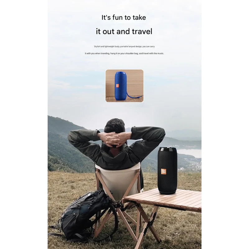 Black Portable Bluetooth Speaker - HiFi 360 Degree Audio