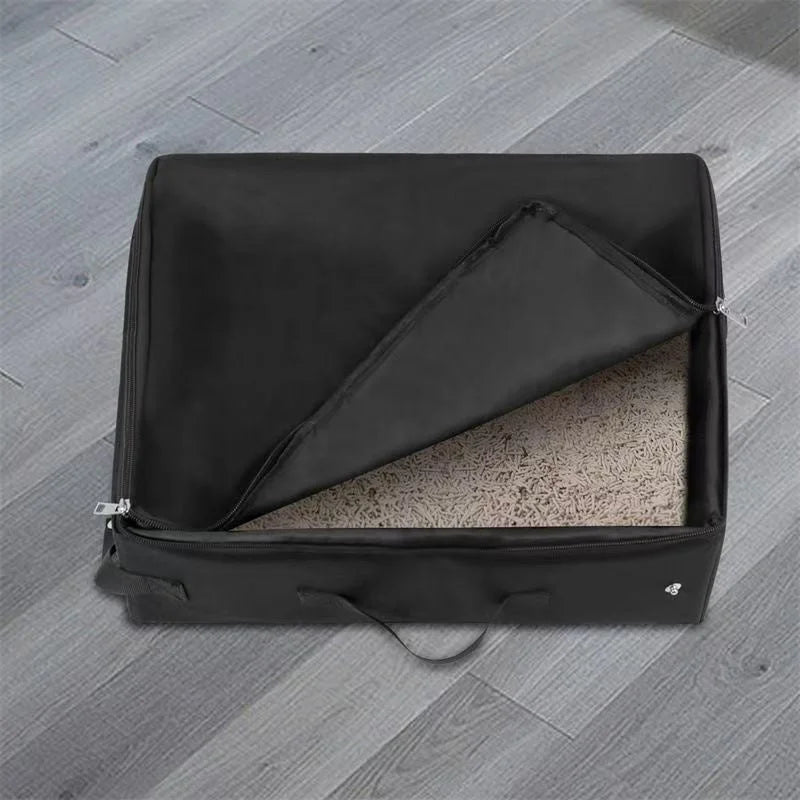 Black Portable Foldable Cat Litter Box - Waterproof Travel