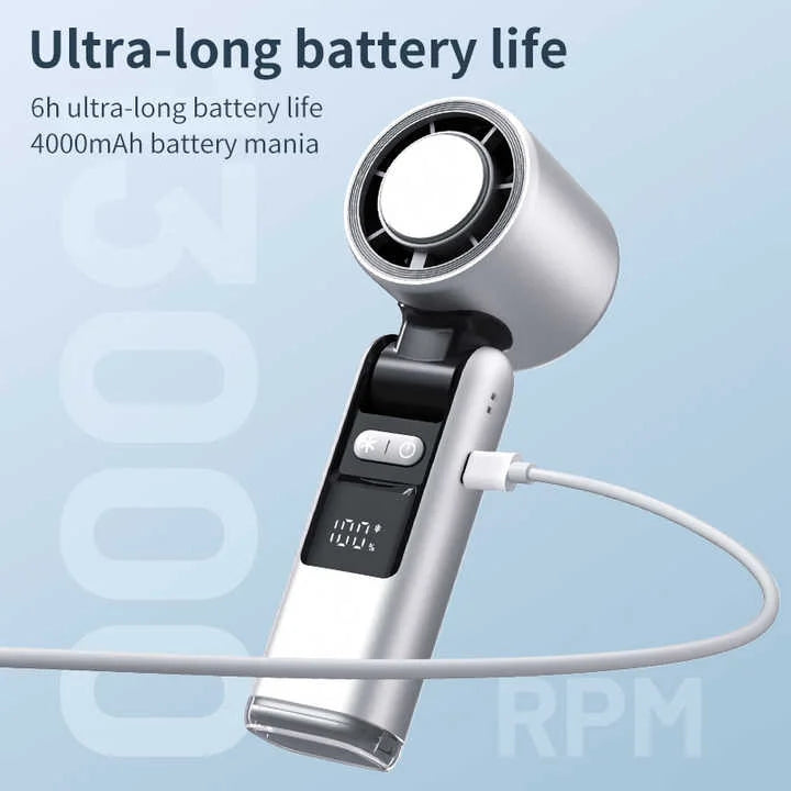 Black Portable Handheld High-Speed Cooling Fan - Perfect