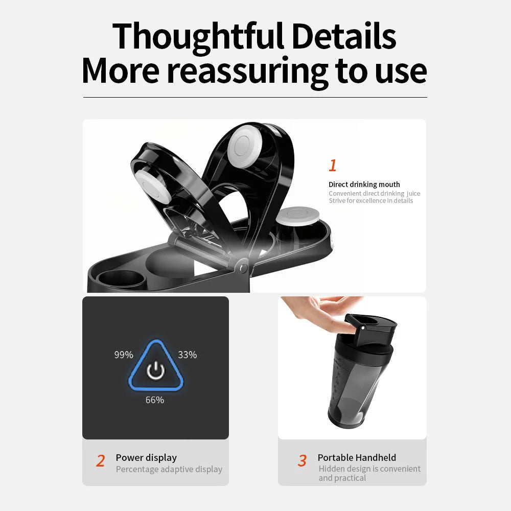 Black Portable High-Capacity Juicer Cup - Powerful Blender