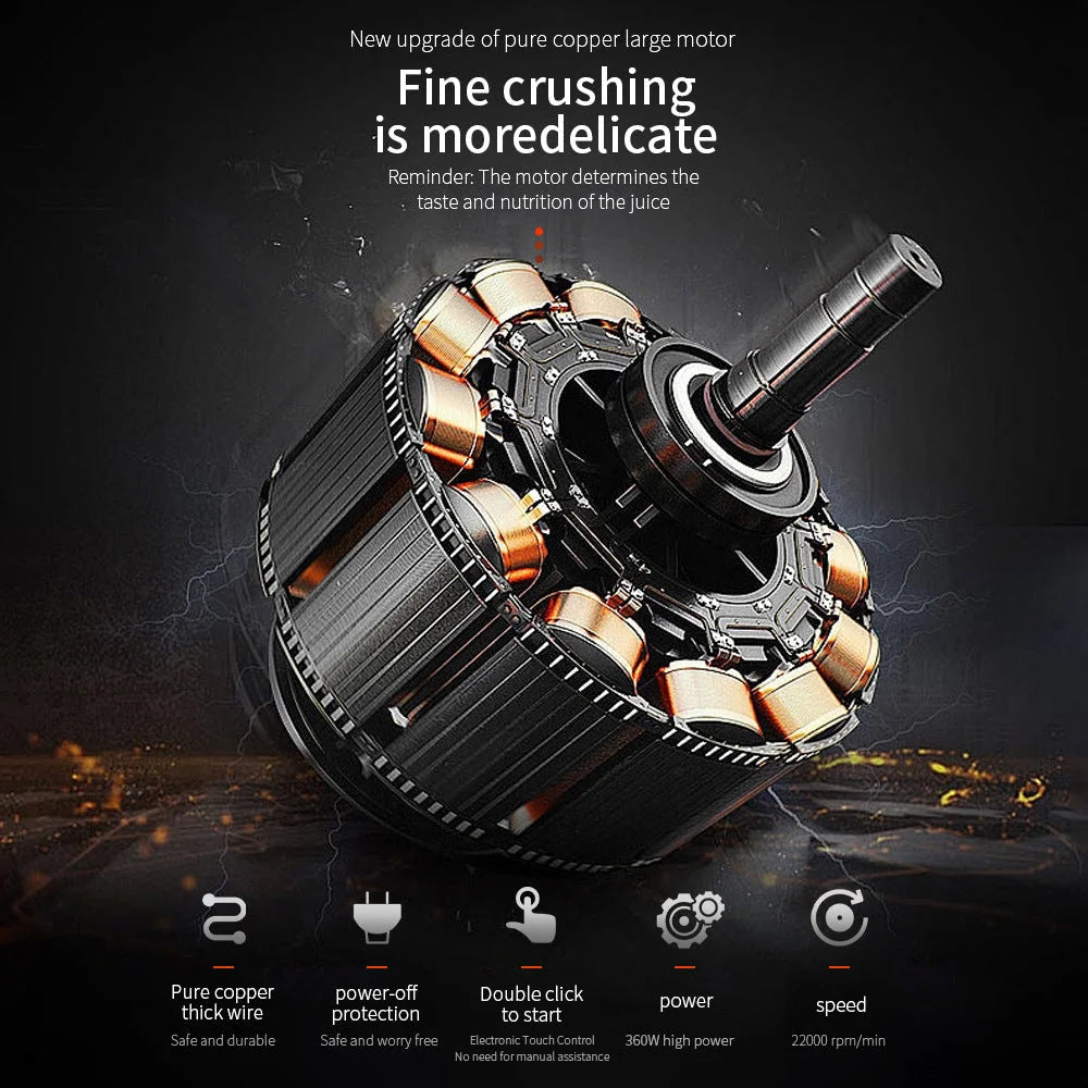 Black Portable High-Capacity Juicer Cup - Powerful Blender