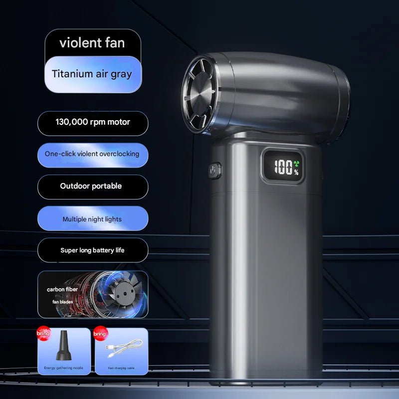 Black Portable High-Speed Turbo Fan & Air Duster - 130,000