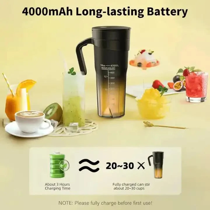 Black Portable Juicer Cup with Straw USB Rechargeable