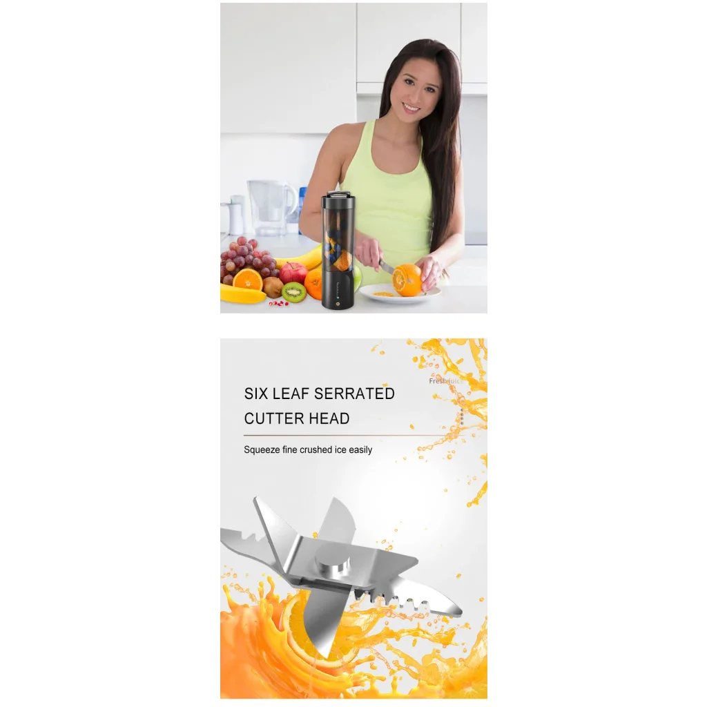 Black Portable Juicer - Magnetic Charging Fresh Juice
