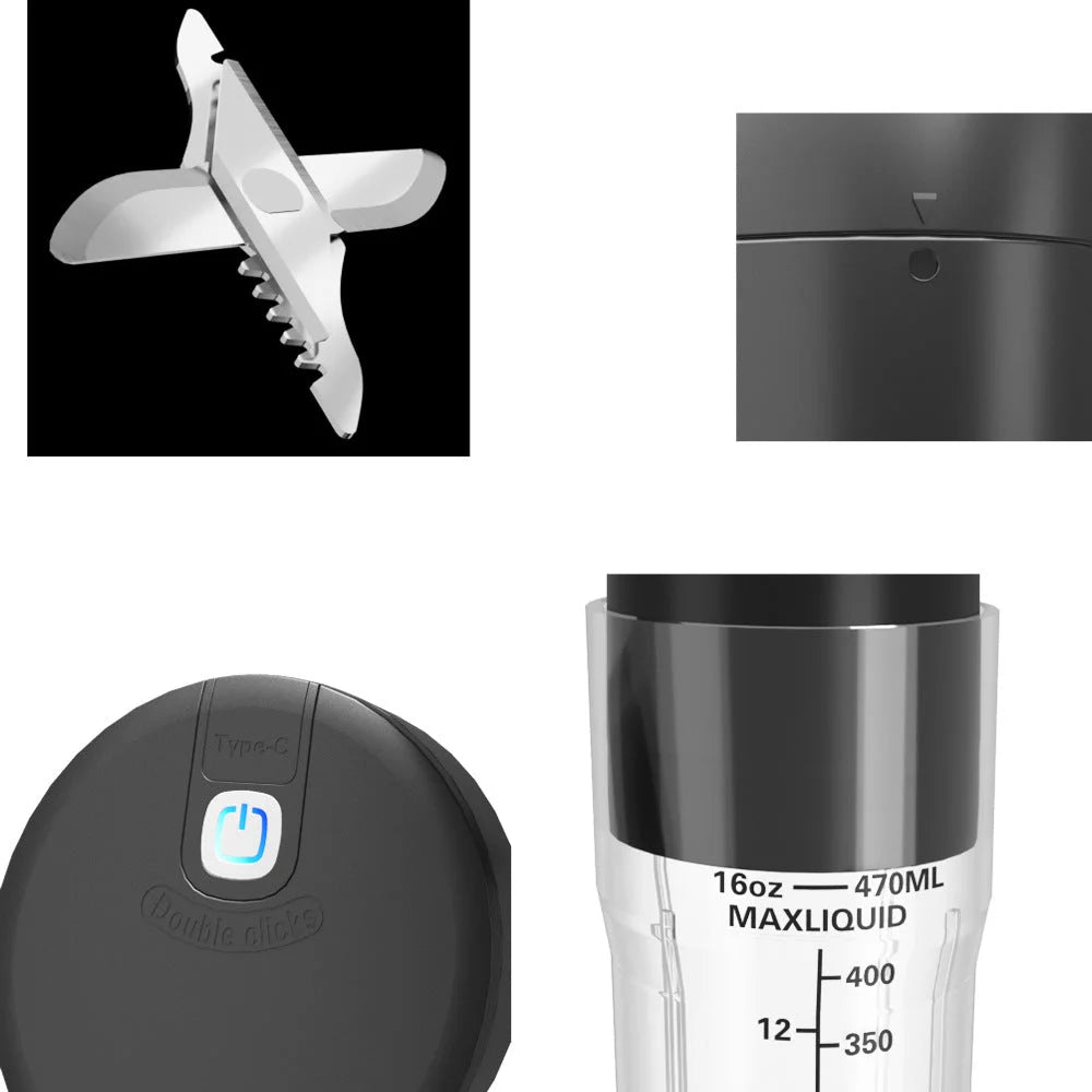 Black Portable Juicer - Rechargeable Outdoor Travel Juice