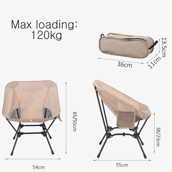 Black Portable Lightweight Folding Beach Chair - Compact
