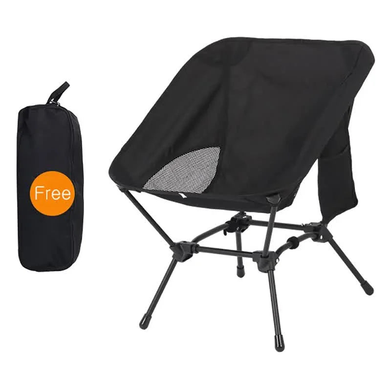 Black Portable Lightweight Folding Beach Chair - Compact
