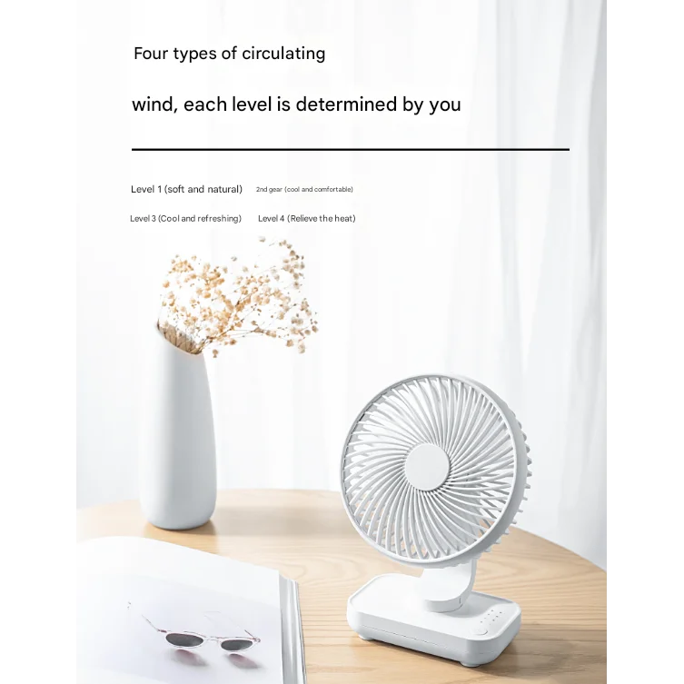 Black Portable Mini Fan - Compact Quiet and Rechargeable
