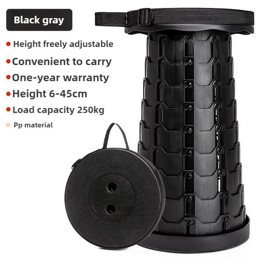 Black Portable Outdoor Telescopic Folding Stool with 100
