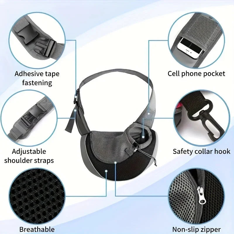 Black Portable Oxford Fabric Pet Carrier for Cats