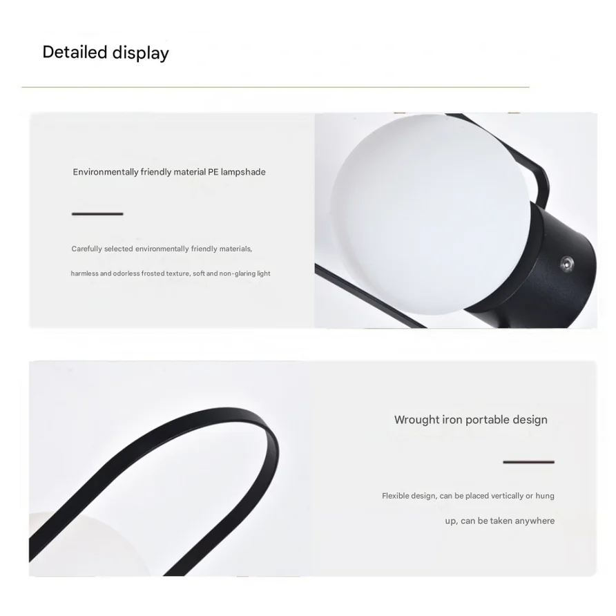 Black Portable Rechargeable LED Lantern Lamp - Touch