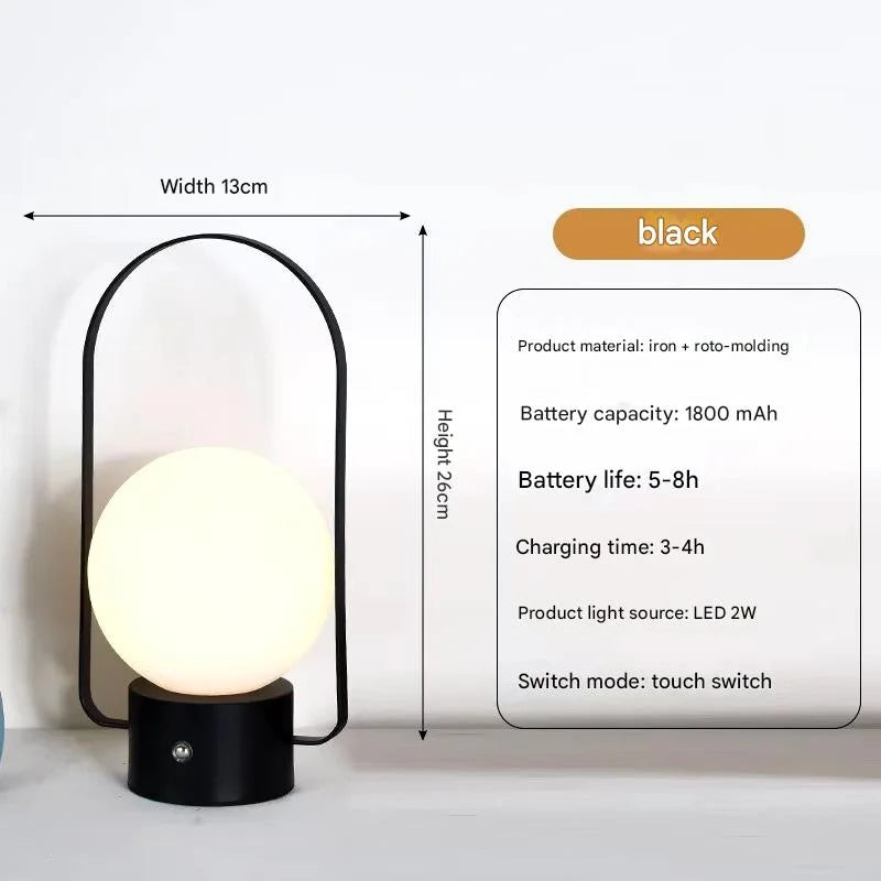 Black Portable Rechargeable LED Lantern Lamp - Touch