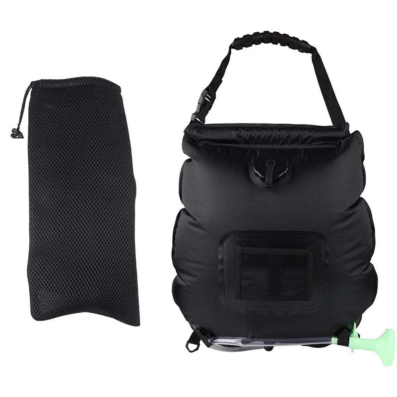Black Portable Solar Camping Shower Bag Foldable 20L