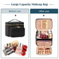 Black Portable Travel Makeup Bag with Brush Compartment