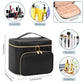 Black Portable Travel Makeup Bag with Brush Compartment