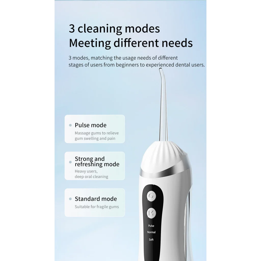 Black Portable Ultrasonic Oral Irrigator with 3 Cleaning