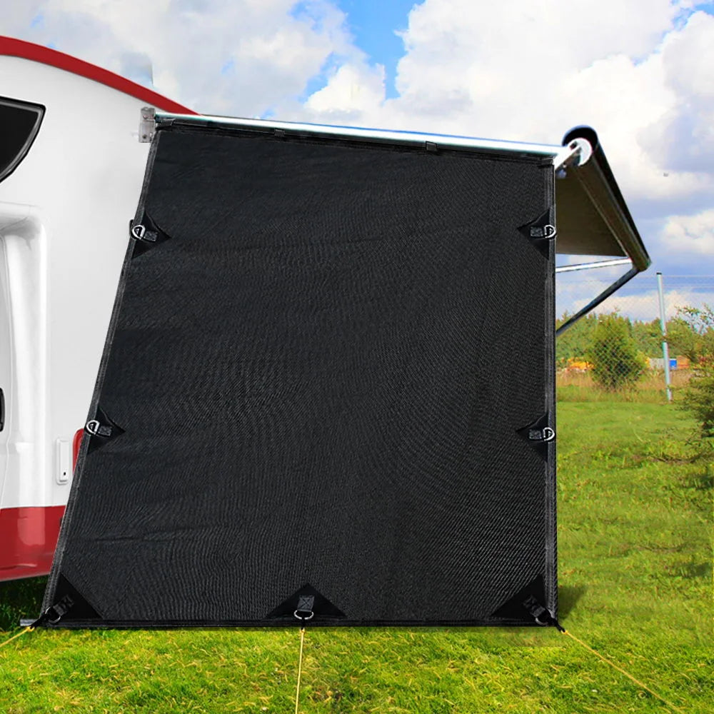 Black Privacy Screen Roll Out Sun Shade - 1.95 x 2.2M End
