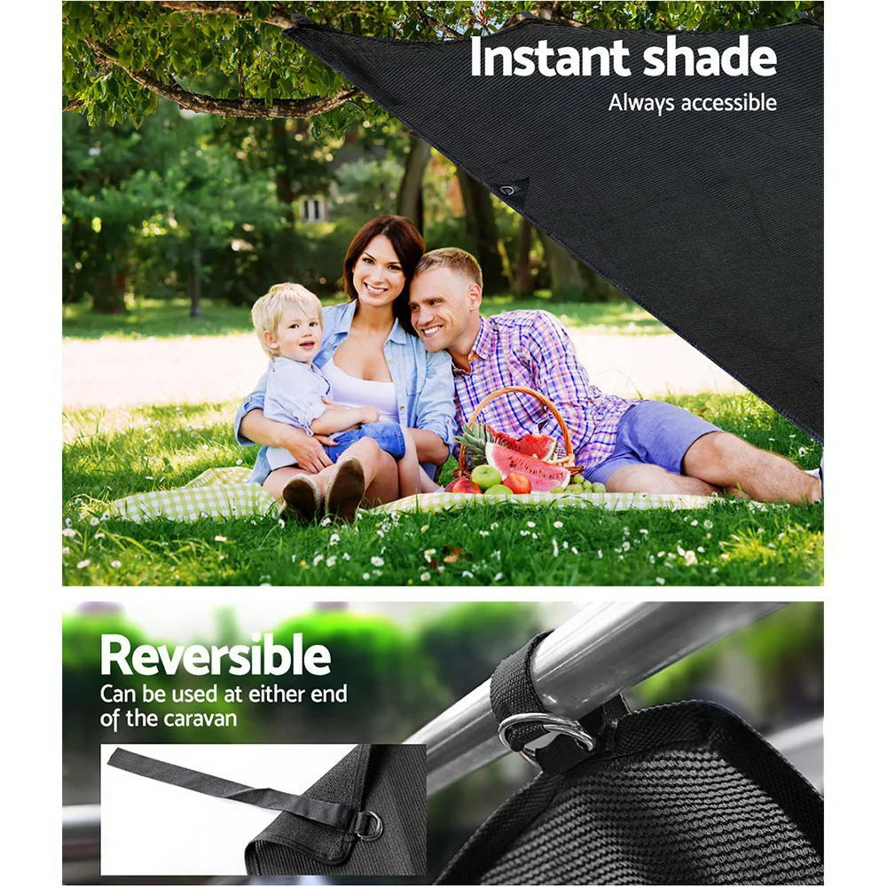 Black Privacy Screen Roll Out Sun Shade - 1.95 x 2.2M End