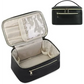 Black PU Leather Large Capacity Makeup Bag - Waterproof &