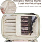 Black PU Leather Large Capacity Makeup Bag - Waterproof &