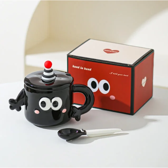 Black Quirky Ceramic Couples Mug Set