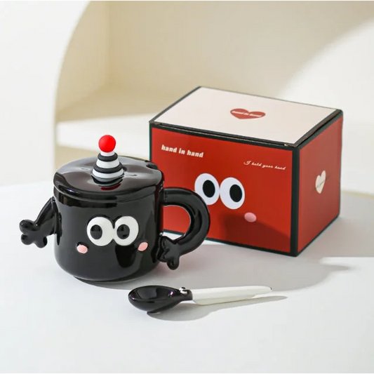 Black Quirky Ceramic Couples Mug Set