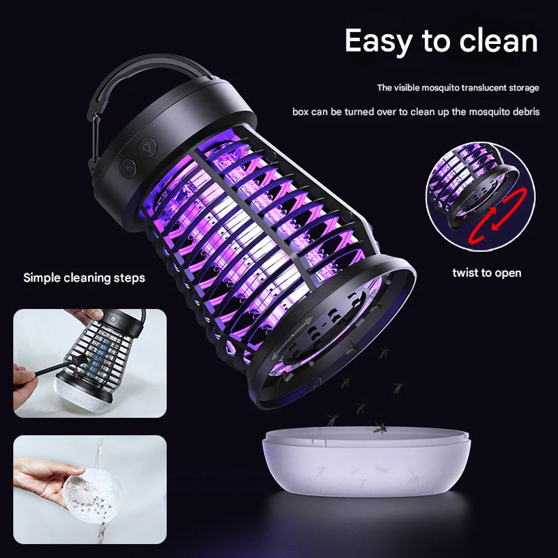 Black Rechargeable 3 in 1 Bug Zapper Lantern portable