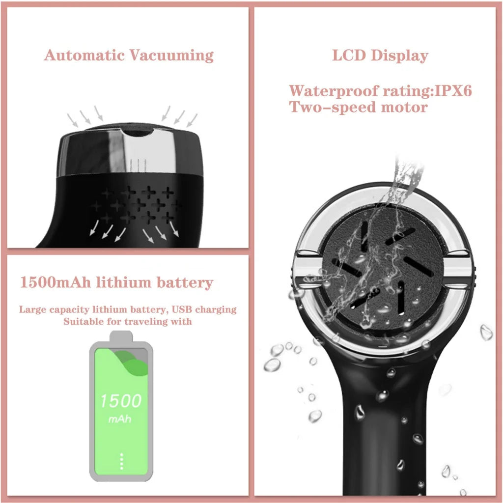 Black Rechargeable Electric Foot Grinder with Suction