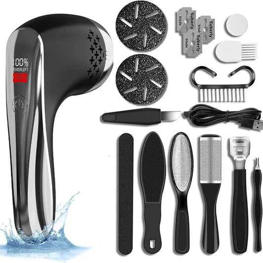 Black Rechargeable Electric Foot Grinder with Suction