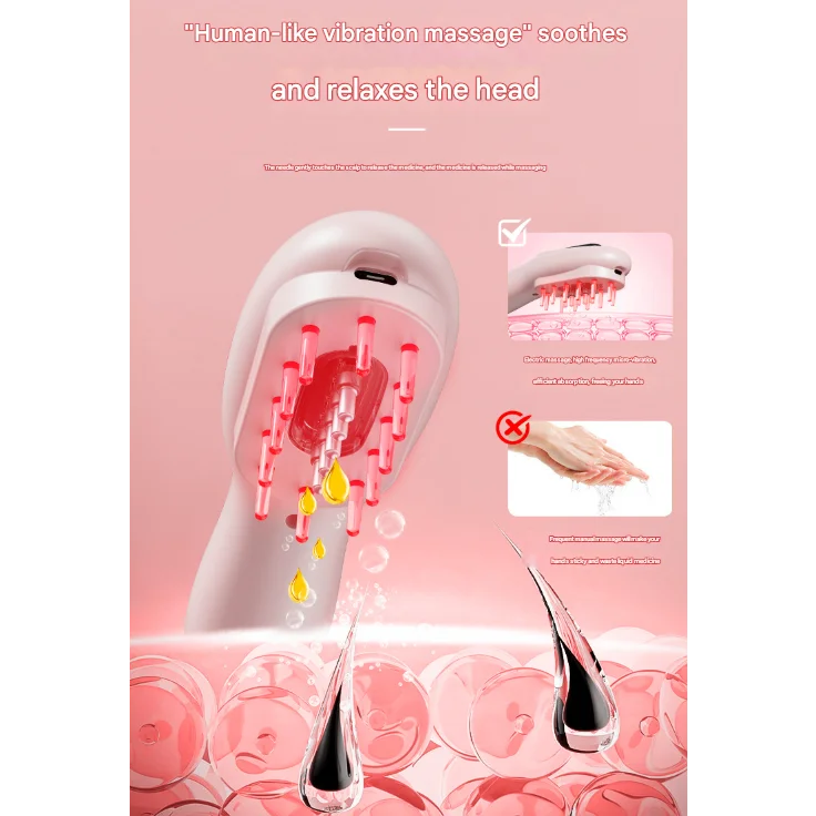 Black Rechargeable Electric Scalp Massager with Red & Blue