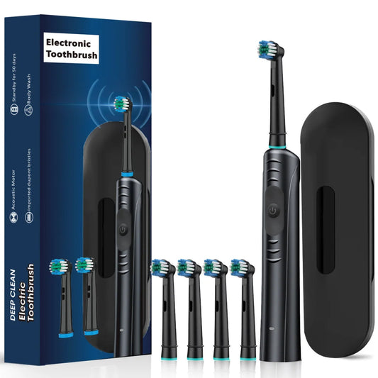 Black Rechargeable Electric Toothbrush with Travel Case - 4