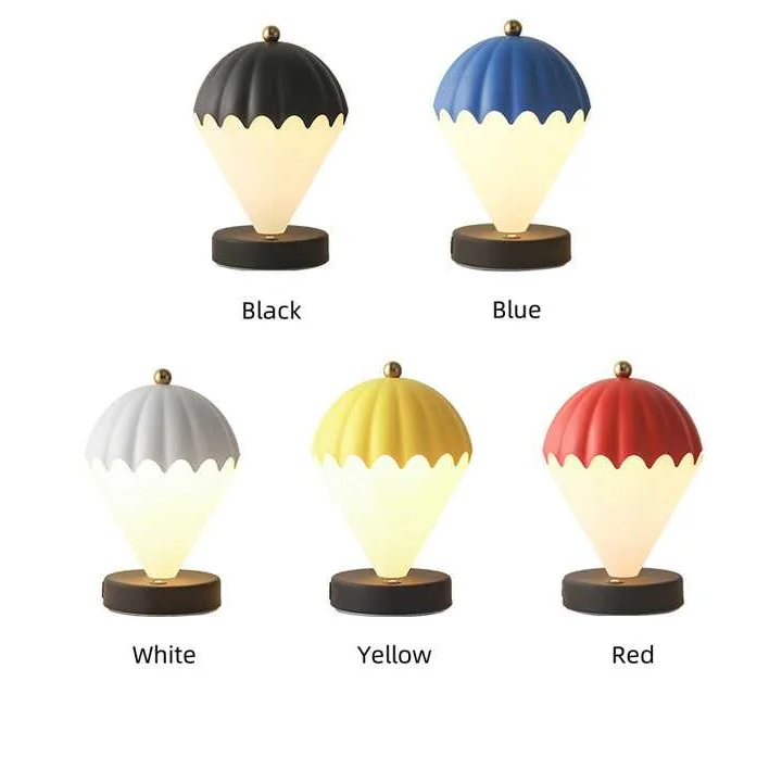 Black Rechargeable Hot Air Balloon LED Touch Lamp - 3-Color
