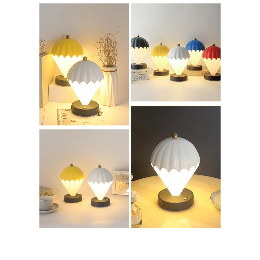 Black Rechargeable Hot Air Balloon LED Touch Lamp - 3-Color