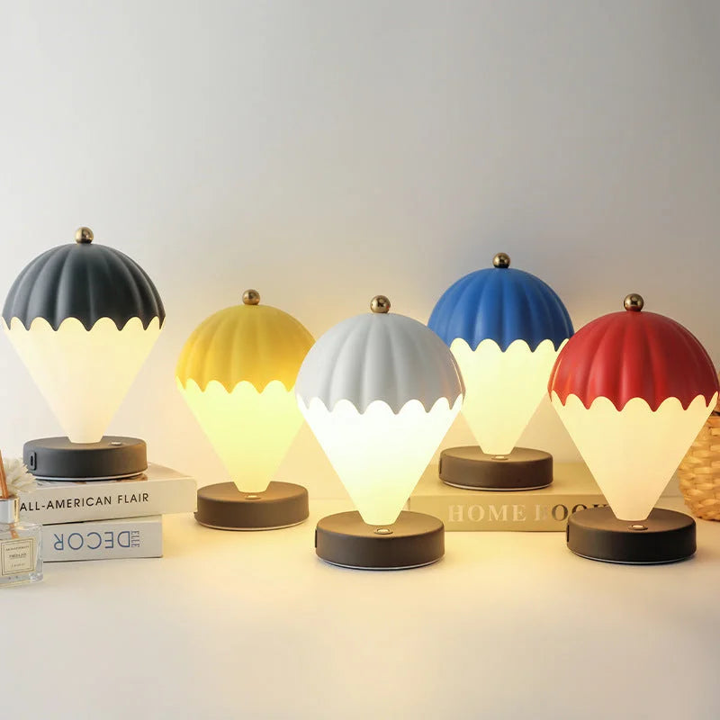Black Rechargeable Hot Air Balloon LED Touch Lamp - 3-Color