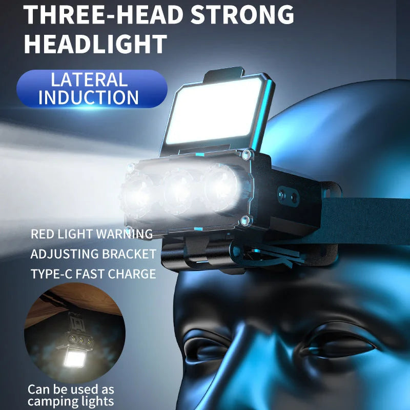 Black Rechargeable LED Headlight - Cap Light Long Lasting