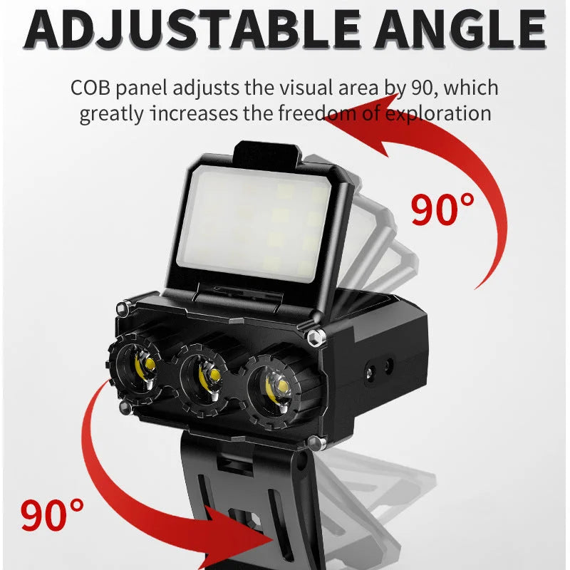 Black Rechargeable LED Headlight - Cap Light Long Lasting