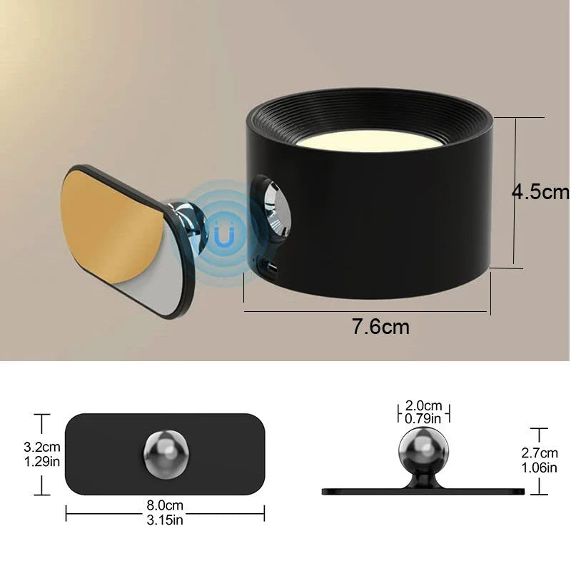 Black Rechargeable LED Magnetic Wall Light - Touch Control