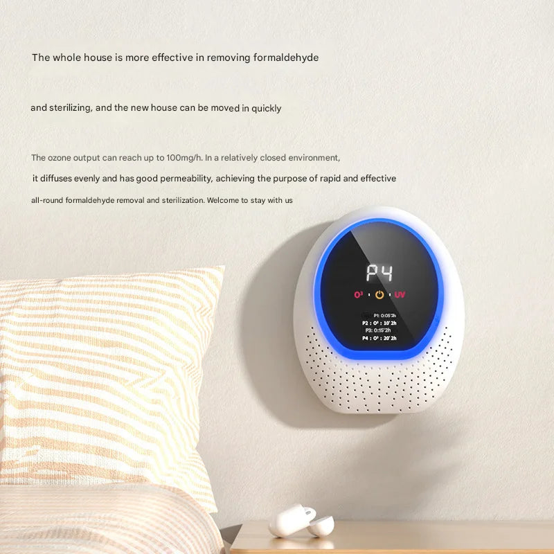 Black Rechargeable Ozone & UV-C Air Purifier with Remote