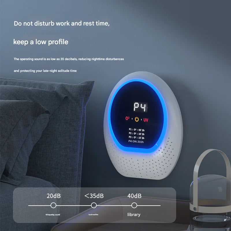 Black Rechargeable Ozone & UV-C Air Purifier with Remote