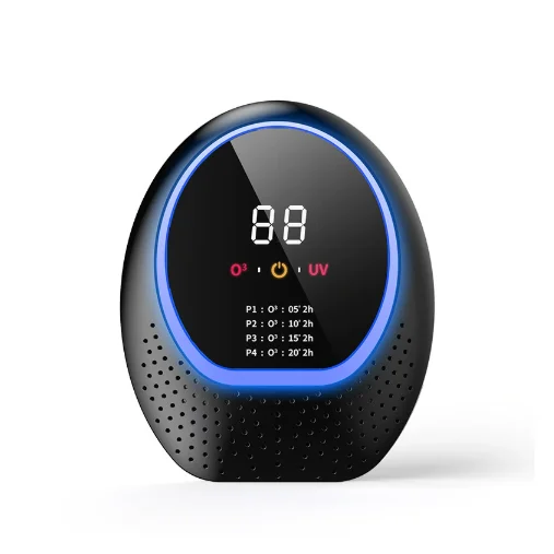 Black Rechargeable Ozone & UV-C Air Purifier with Remote