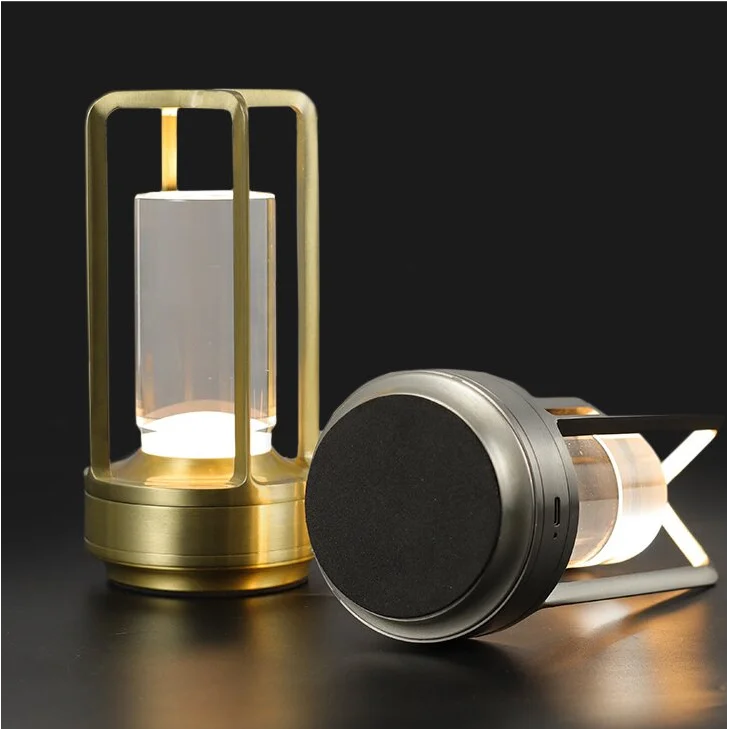 Black Rechargeable Table Lamp - Touch Dimming 3-Color LED