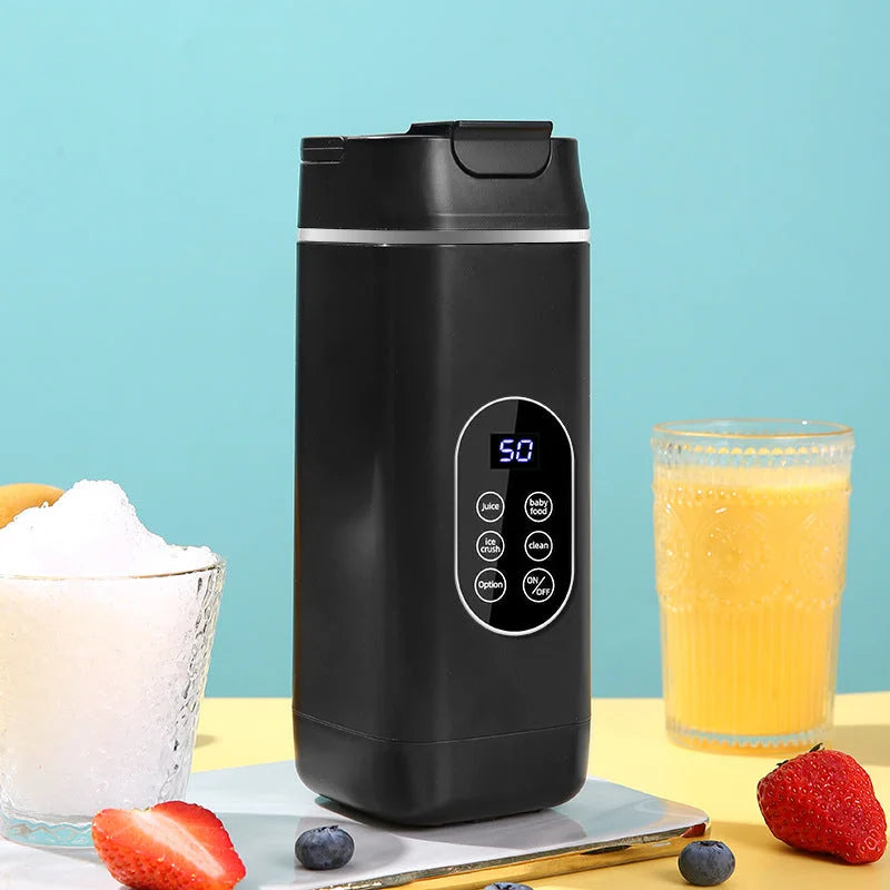 Black Rechargeable Travel Blender Cup - 12 Blades Digital