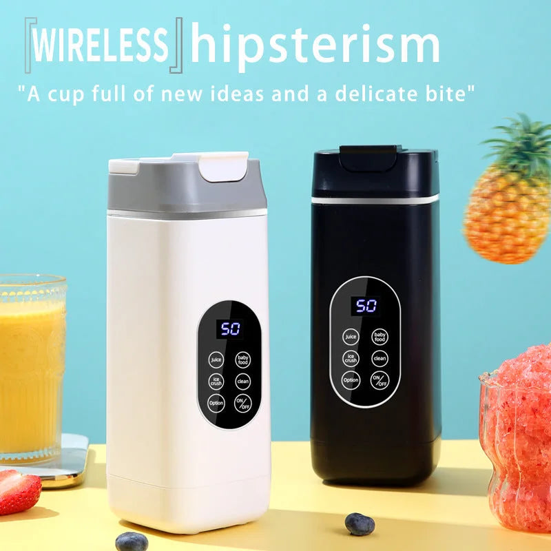 Black Rechargeable Travel Blender Cup - 12 Blades Digital