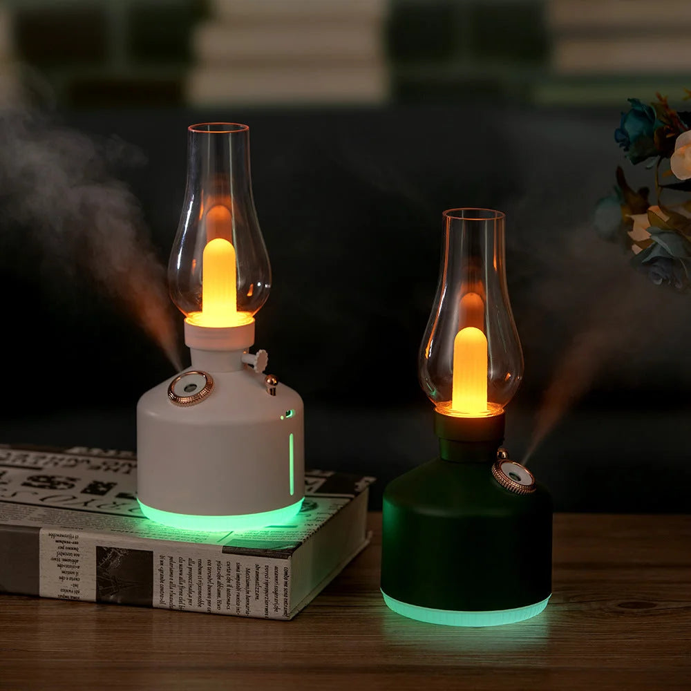 Black Retro Kerosene Lamp Humidifier - Rechargeable Cool