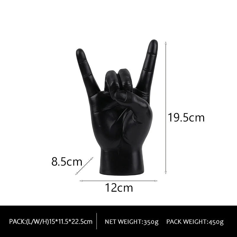 Black Right Hand Resin Rock and Roll Hand Figurine