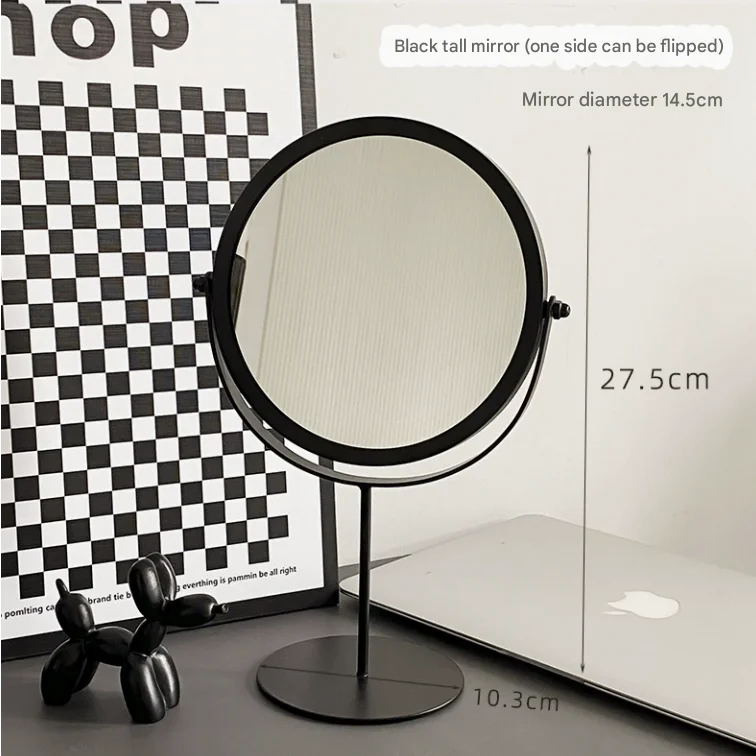 Black Rotating Tabletop Makeup Mirror - 360º Swivel Vanity