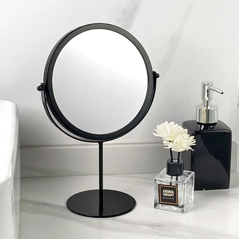 Black Rotating Tabletop Makeup Mirror - 360º Swivel Vanity